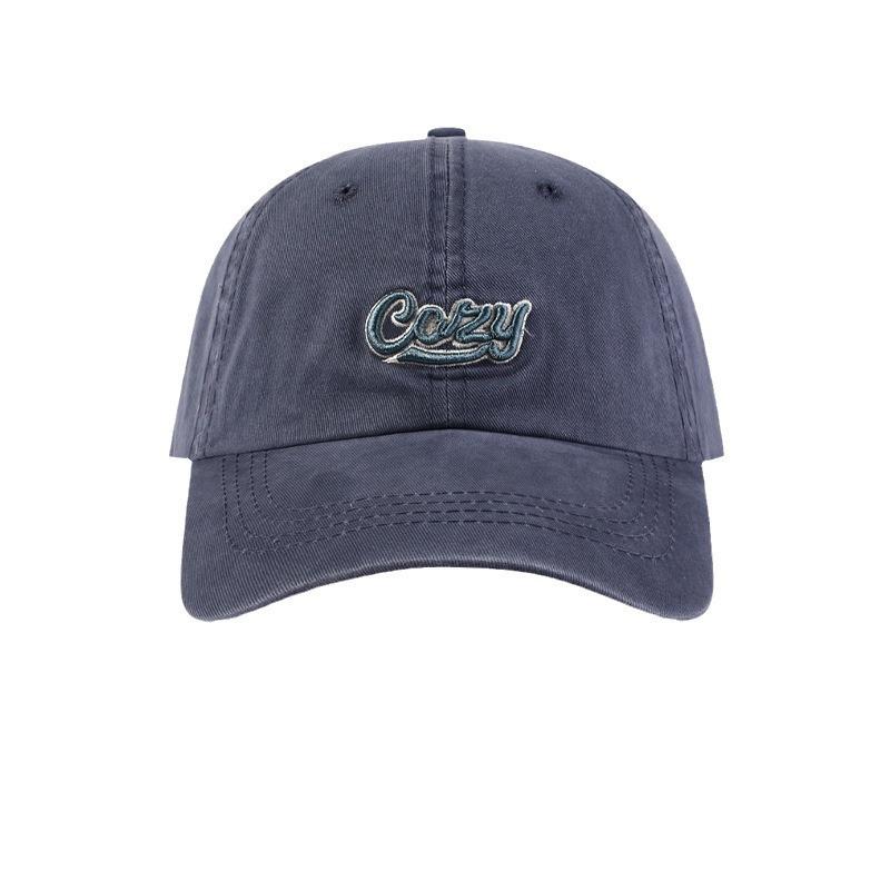 Korean style Old Washing Embroidered Letter Baseball Cap Women's Wide Brim Soft Top Baseball Cap Versatile Face Showing Small Hat