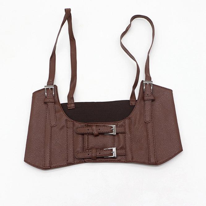 Vintage Women Corset Vest Steampunk Harness Wide Elastic Waist Buckle Cummerbunds Elastic Suspenders Girdle