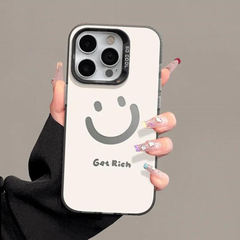 For Samsung A35 A55 5G Case Simple Smile Face Laser Phone Cover For Galaxy A S23 S24 Ultra A34 A15 A53 A52 A13 S22 S21 FE Funda
