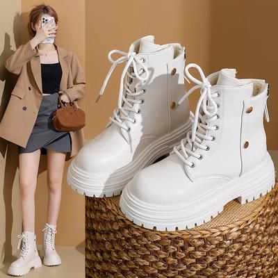 Британский стиль платформа ботинки Мартин женские осень и зима новые низкий голенище задняя молния мотоциклетные женские ботинки круглый носок короткие ботинки женские