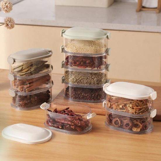 5-ярусный герметичный органайзер для специй, штабелируемые контейнеры для хранения специй, герметичный органайзер для приправ с прозрачными разделенными отсеками для специй, трав, приправ