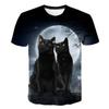 Summer Round Neck 3D Print Mysterious Cat Pattern Top Fashionable Casual Short Sleeved Men's T-shirts