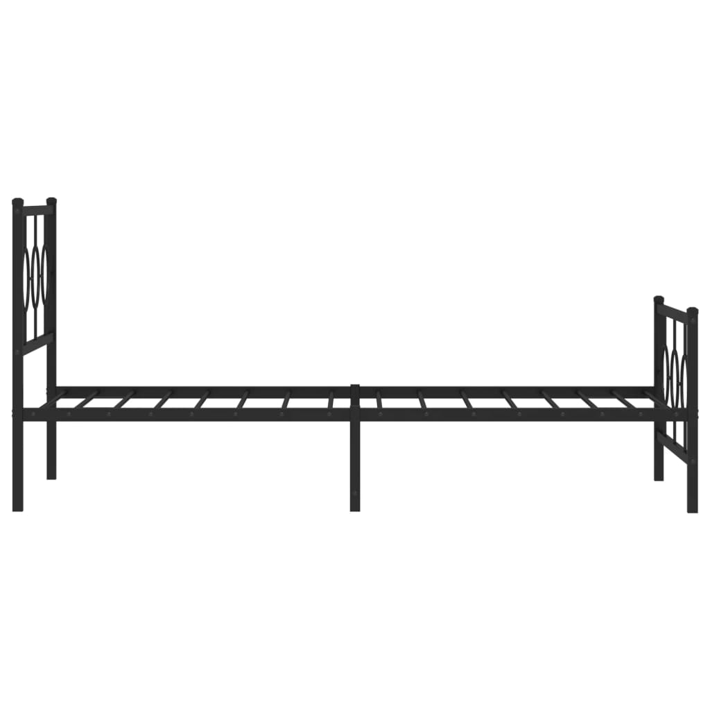 Vidaxl Metalowa Rama Łóżka Z Wezgłowiem I Zanóżkiem, Czarna, 100X200Cm