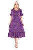 Женское платье большого размера, юбка с короткими рукавами, фиолетовое платье с цветочным узором и рюшами, платье больших размеров