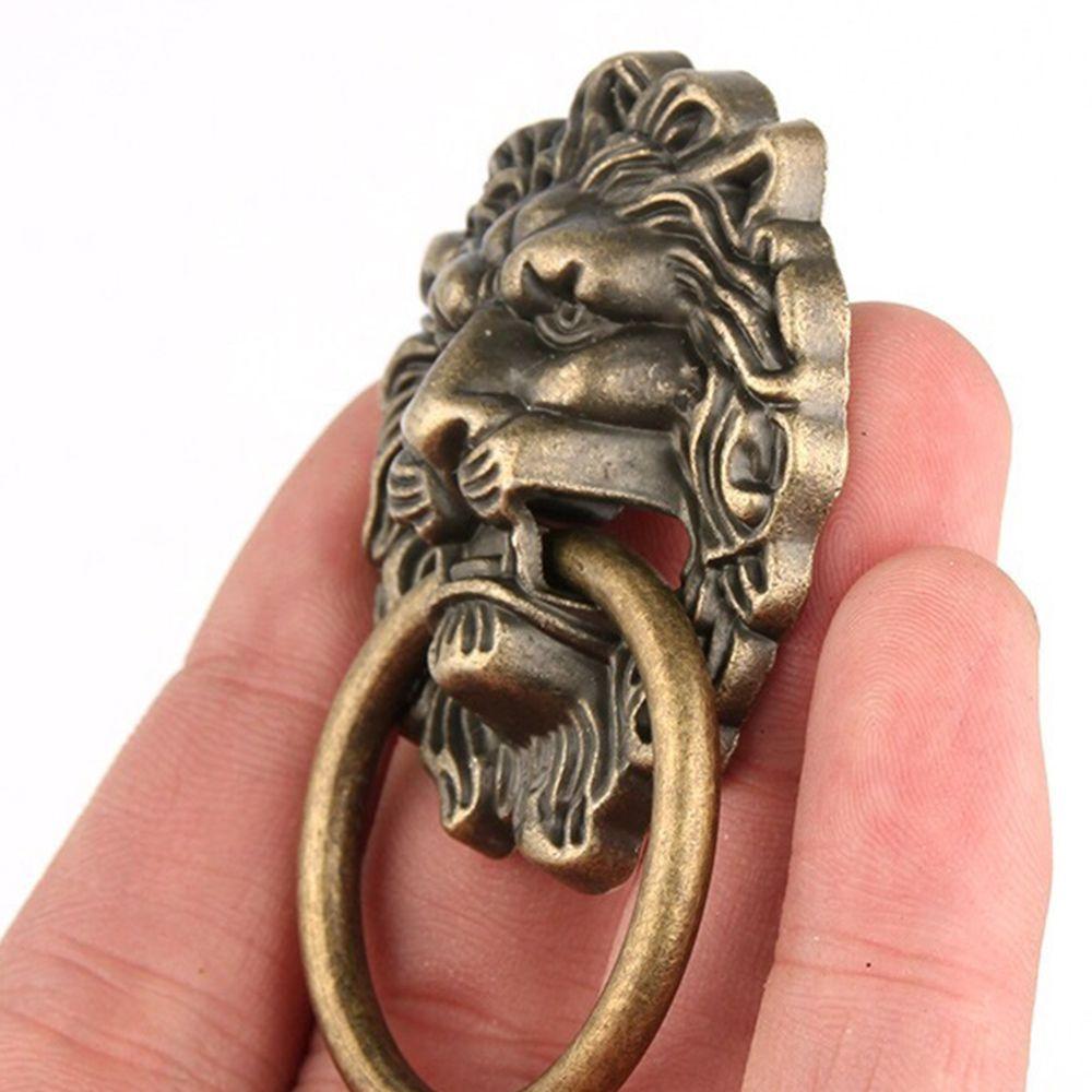 Creative Furniture Bronze Antique Lion Head Drawer Pull Handle Knob Ring