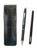 Estuche delgado de piel de vaca (2 unidades), borrador negro en forma de bolígrafo y portaminas de punta metálica verde T23-ASBMC46B-WZ13SP-G-2