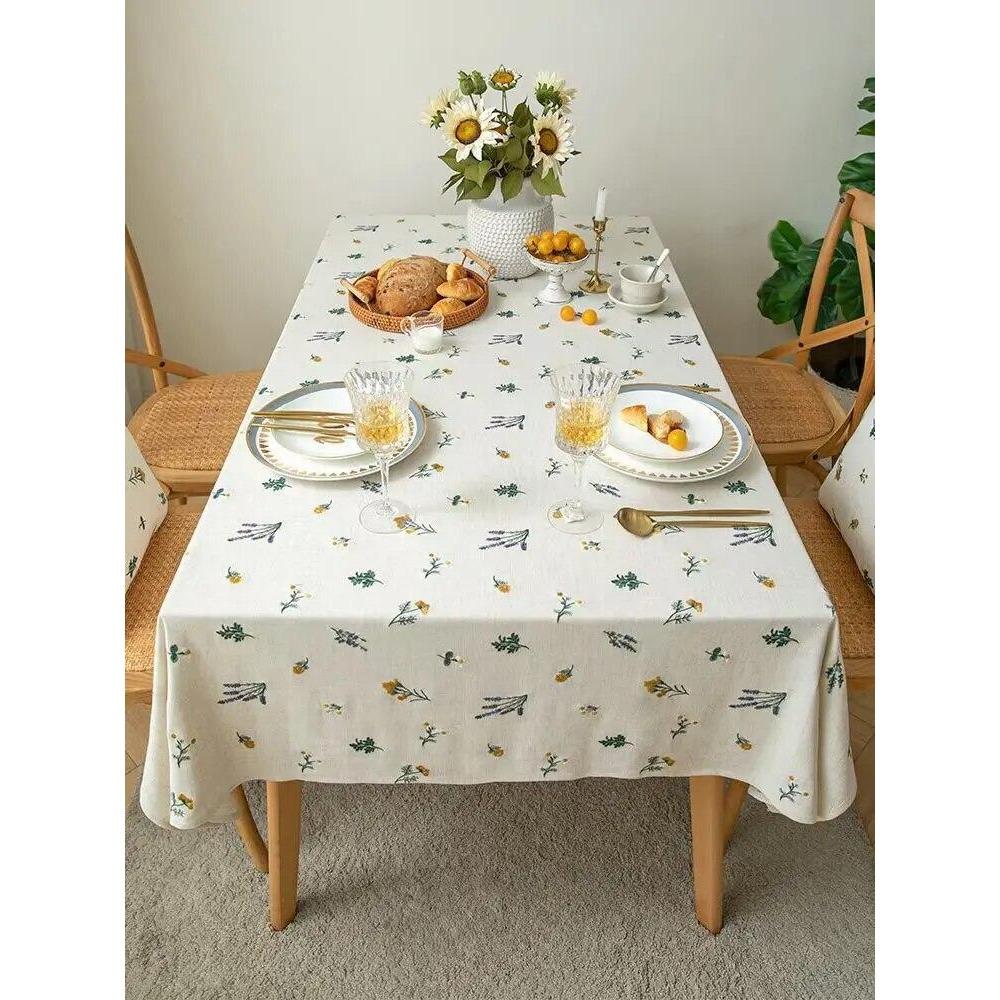 Luxury Thick Embroidery Cotton Linen Flower Tablecloth for Home Dining Coffee Wedding Party Kitchen Table Decor