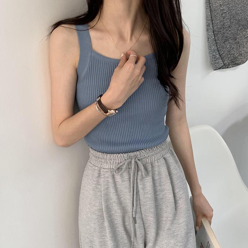 Women Crop Tops Strapy Casual Camis Sleeveless Tank Tops Cute Casual Tops Plain Camis Square Tops for Women Haut Femme Tanks Camis