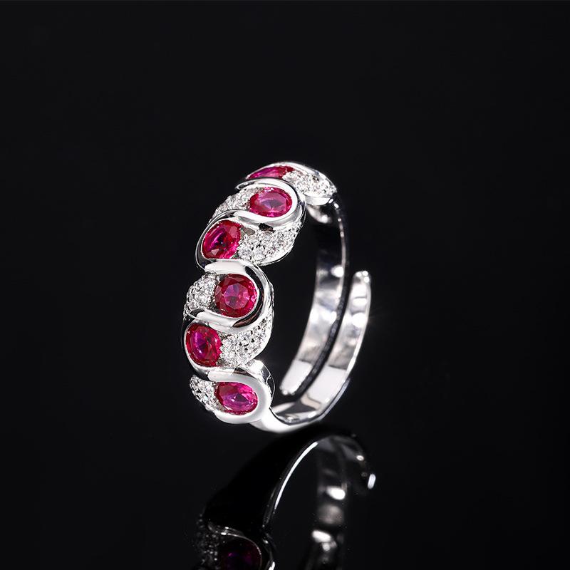 Ювелирные изделия Красное трапециевидное кольцо Серьги из красного корунда Серебряные иглы 925 пробы Модный комплект High Sense Fashion
