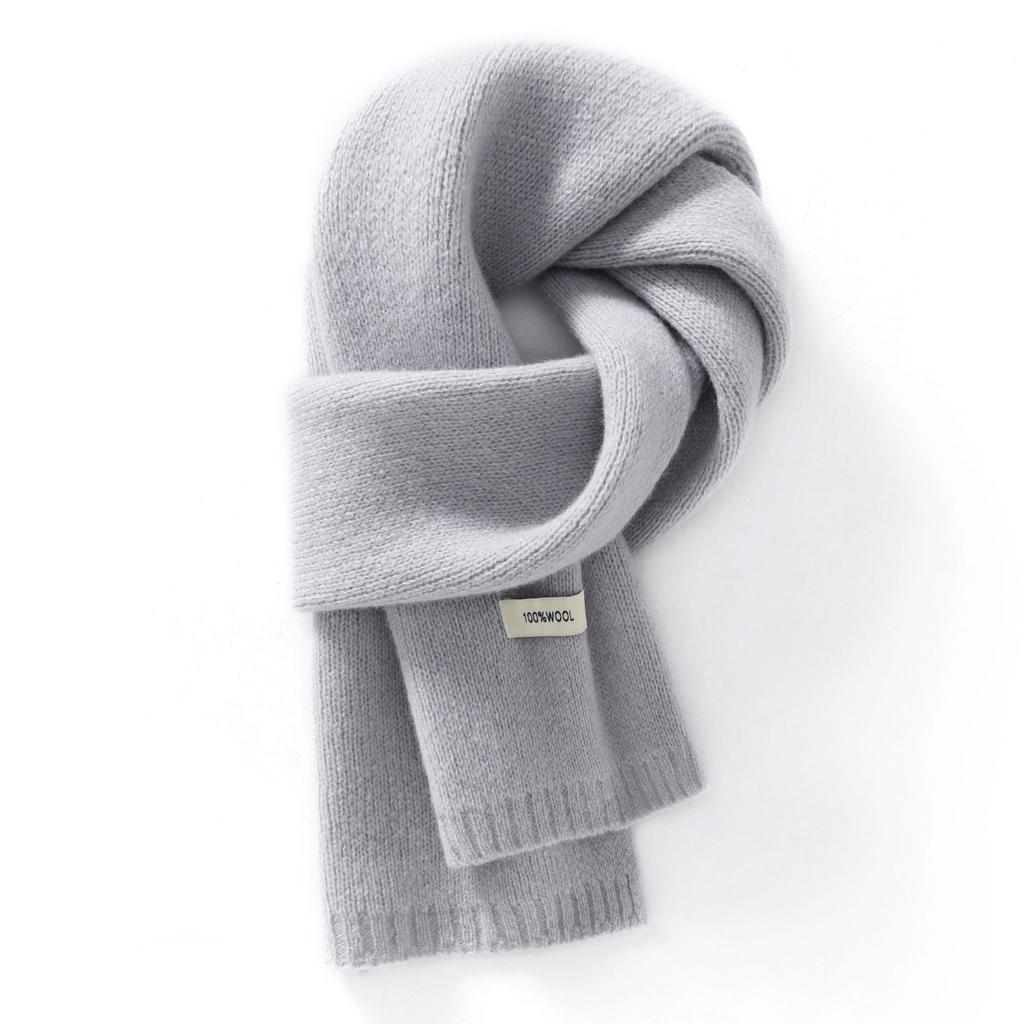 Australian 100% Wool Scarf New Solid Color Winter Warm Knit Neck Warmer For Men And Women Cashmere Scarves