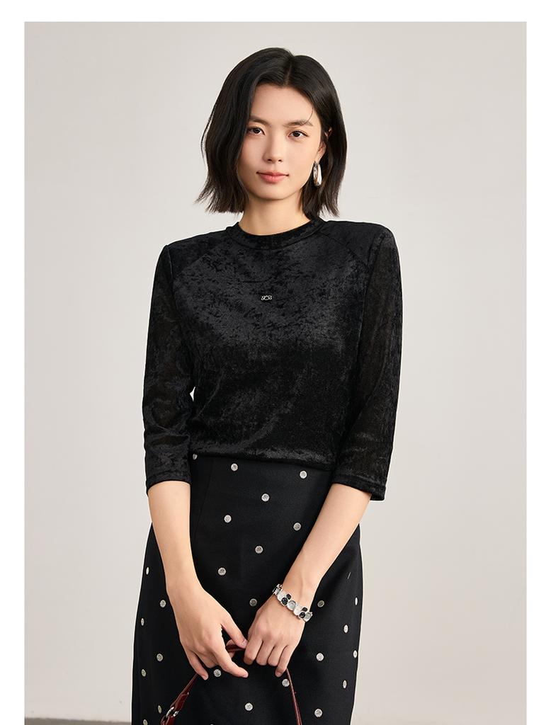 Elegant Velvet Versatile Small Shirt