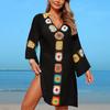 New Patchwork Flower Block Beach Dress Fabric Flower Beach Vacation Sun Protection Smock for Women