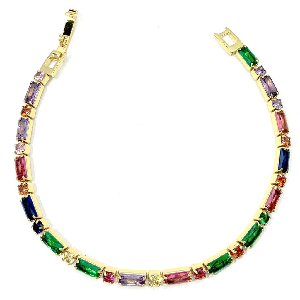 Vintage Colorful Zircon Square Necklace for Women - Elegant and Unique Statement Jewelry