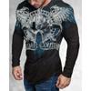 Весна Осень Модные Трендовые Мужские Длинные Рукава Череп Животный Принт Футболки Мужские Футболки