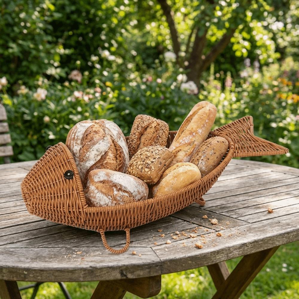 Fish Shape Hand Woven Fruit Basket Plastic Woven Storage Basket Drain Basket  Kitchen Storage