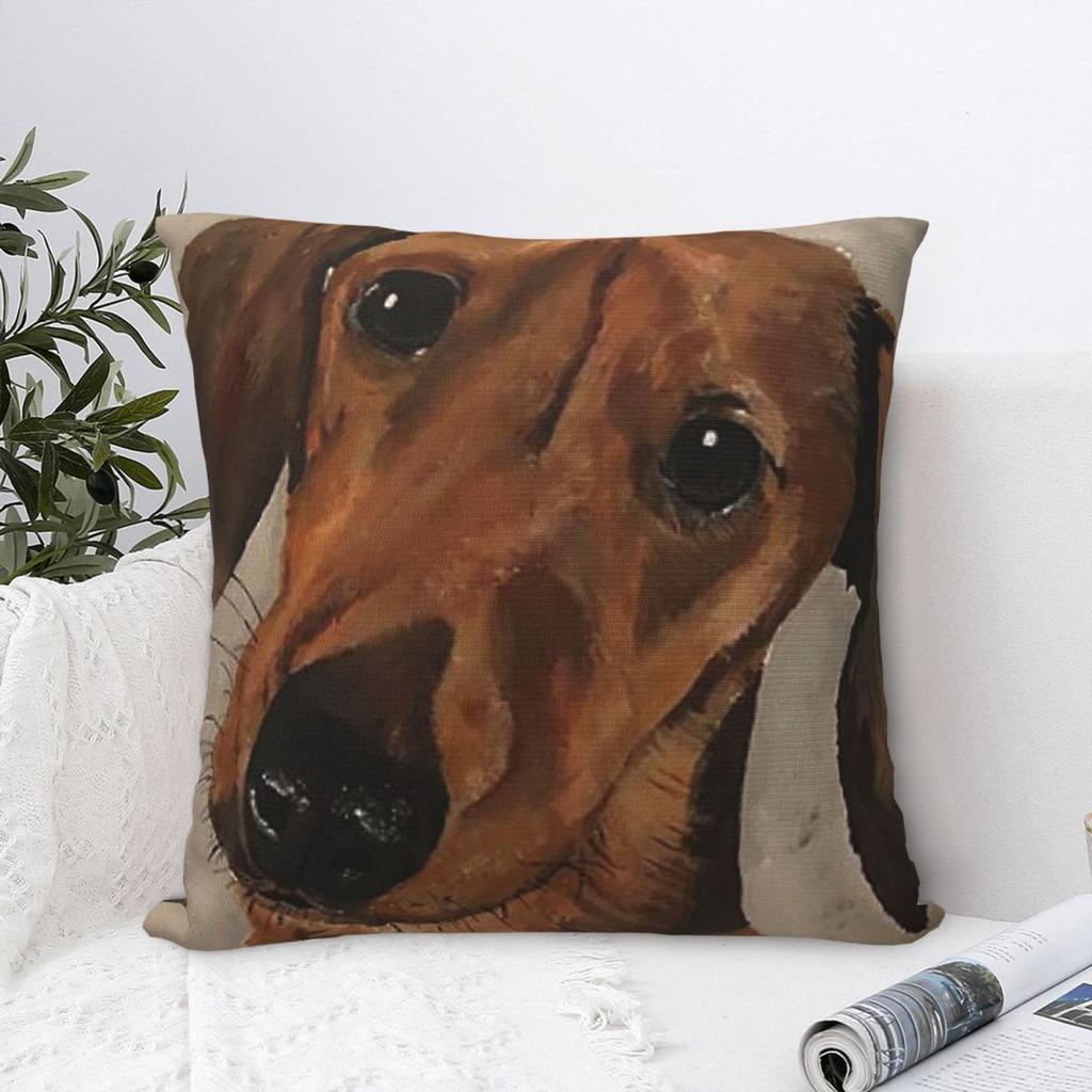 Daschund Painting Square Pillow Case Decorative Pillow Dachshund Sausage Doxie Dog Lover Customized Cushion Covers