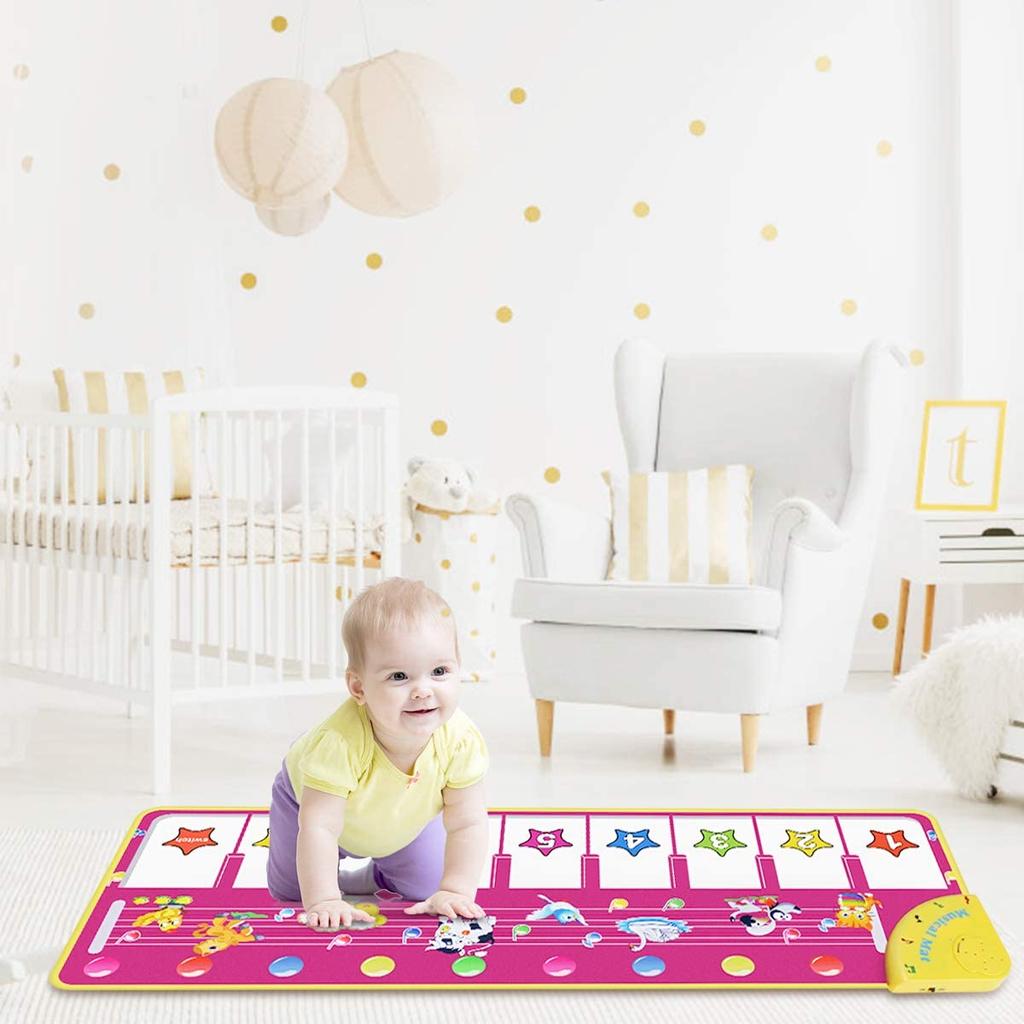 Музыкальный коврик для фортепиано, музыкальное напольное одеяло с клавиатурой для малышей, танцевальный коврик с 8 различными звуками животных, развивающие игрушки для раннего обучения для ребенка