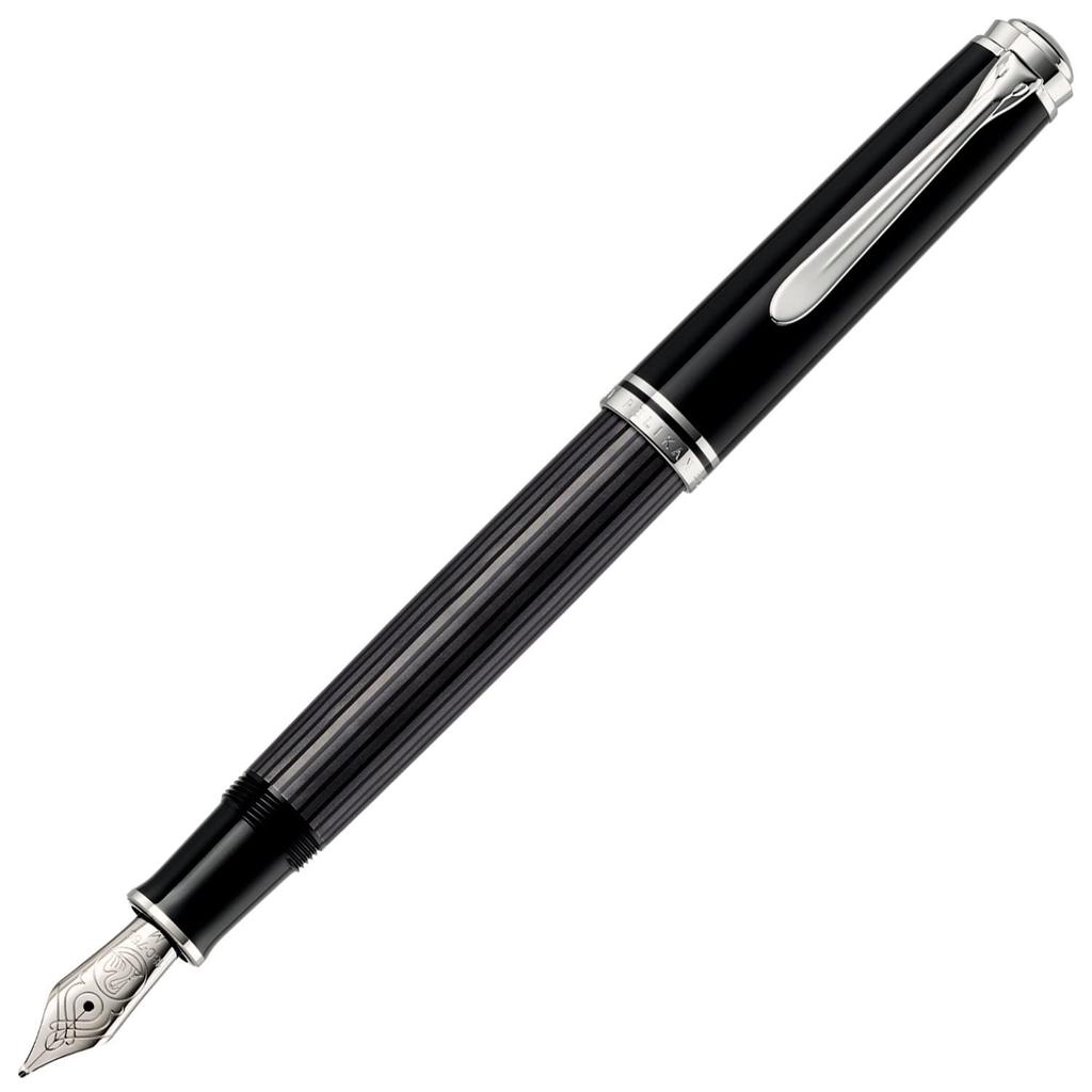 Pelikan M405 Fountain Fine Black Officially Imported Souverän Pen, Nib, Stripe,