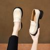 Platform-soled Loafers Women's 2025 Spring New Basic Models, One-pedal Small Leather Shoes, Single Shoes, Shallow Mouth College Style Women's Shoes