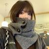 Korean Style Women's Knitted Woolen Neck Gaiter & Scarf with Buttons