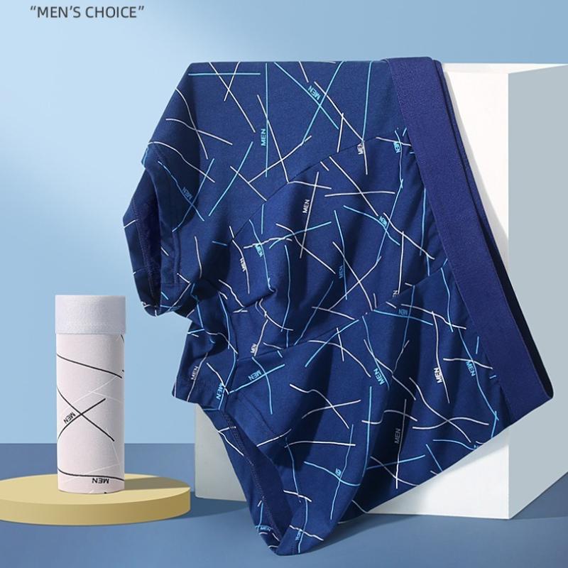 4 шт. Мужское нижнее белье больших размеров, модные боксеры с принтом, дышащие, приятные к коже, со средней посадкой