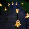 Lanito Christmas Solar Garden 5 in 1 Christmas String Snowflake Ornament Santa Claus Christmas Decorative Automatically Turns On at IP65 Garden