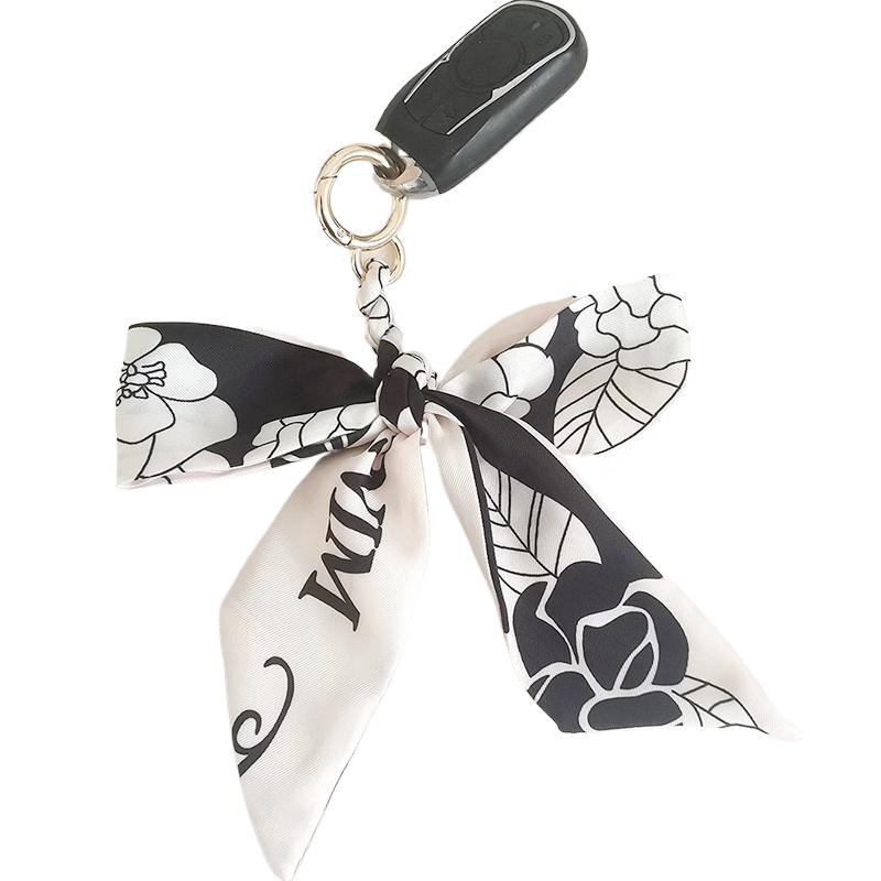 1 шт. Подвеска-сумка, Подвеска-брелок для ключей автомобиля, Модный брелок с бантом, Корейский шелковый платок с цветущей вишней