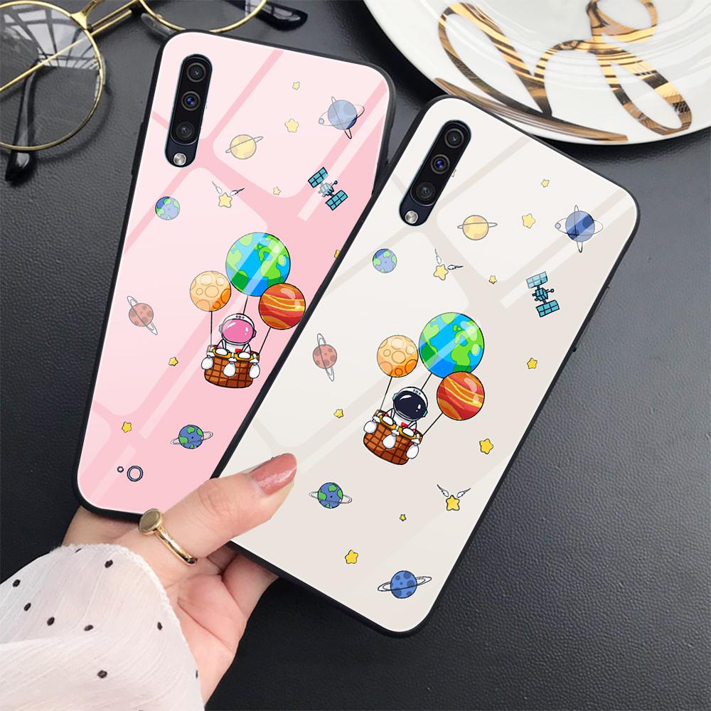 Чехол с луной астронавта для Samsung Galaxy A52 A71 A72 A73 A53, чехол из закаленного стекла для Samsung A13 5g A03 A22 A21s A03 Core A42 A70