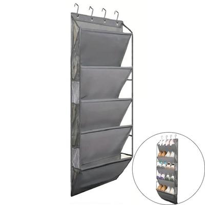 5-ярусный органайзер для обуви на дверь, большая вместимость, глубокие карманы, подвесная полка для обуви, вмещает 10 пар, боковой карман для обуви, держатель для обуви на дверь-гармошку