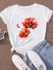 (Asian Size) Clothing Casual Flower Watercolor Trend Style  Tshirt Women Short Sleeve Fashion Print Lady Tee Top Female Graphic T-shirts
