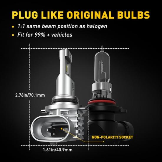 AUXITO 9006 LED Headlight Bulbs Conversion Kit Low Beam 6500K Wireless White 2x