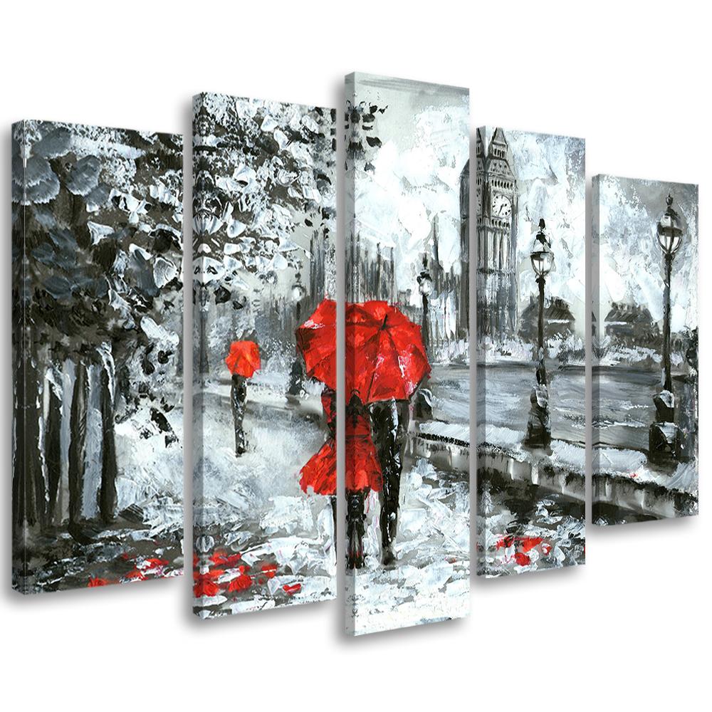 Five Piece Picture Canvas Print London Walk Big Ben