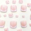 24pcs Glossy Short Square Press On Toenails, White French Tip Fake Toenails, Minimalist Style False Toenails For Women And Girls