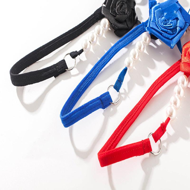 Сексуальные кружевные стринги, женские стринги с открытой промежностью и жемчугом, трусы, горячее эротическое нижнее белье