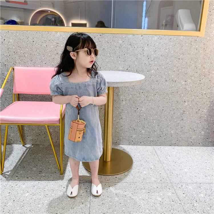 Модное джинсовое платье для девочек, детское платье трапециевидной формы, повседневное платье в стиле Ins