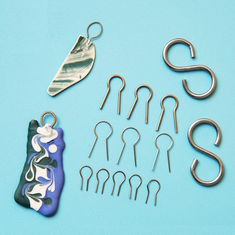 50/100PCS Hanging Firing Hook Jump Rings Pottery Ornament High Temperature Resistance Tungsten Wire Hanger Pottery Hanging Ring