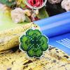 Full Bead Embroidery Keychain: Four-Leaf Clover Cross Stitch Pendant - Lucky Charm for Backpacks