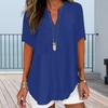 Женская рубашка с V-образным вырезом, коротким рукавом, свободный крой, повседневная рубашка, однотонная эластичная футболка, повседневная одежда