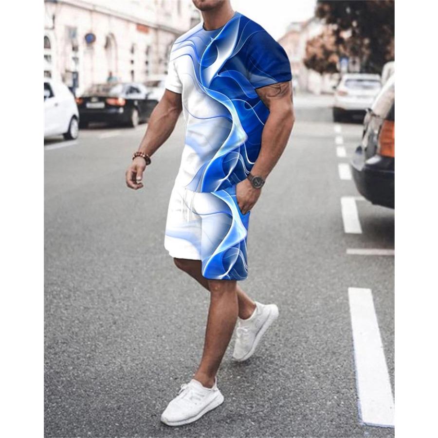 Mens Fashion Tracksuit Set Shorts Summer Men 2 Piece Outfit Suit Casual Short Sleeve Men Clothing Oversized Tshirt Jogging Set