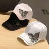 Fashion Butterfly Rhinestone Baseball Cap Women Summer Silk Satin Visor Sun Hat Leisure Adjustable Lady Snapback Caps