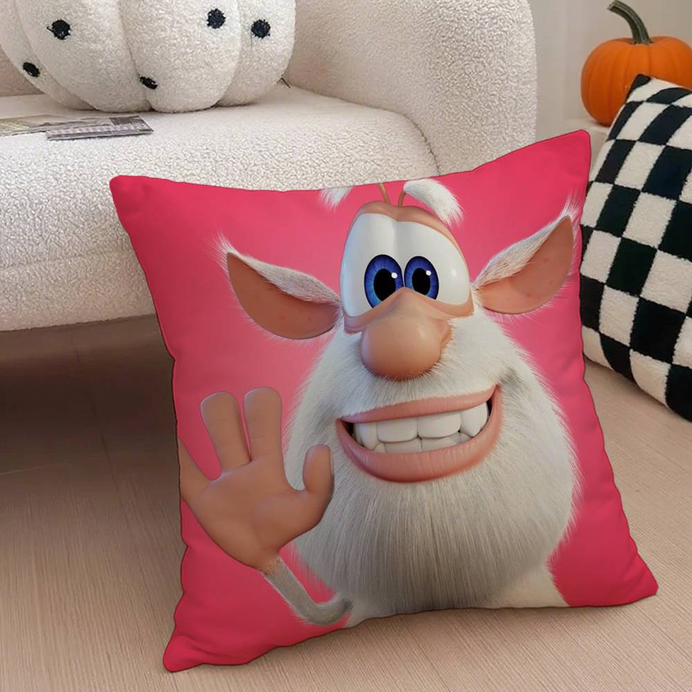 Cartoon Cute Fourbob-Booba Pillow Case Anti-Dustmite Pillowcase Invisible Zipper Silky Short Plush Sofa Cushion Cover