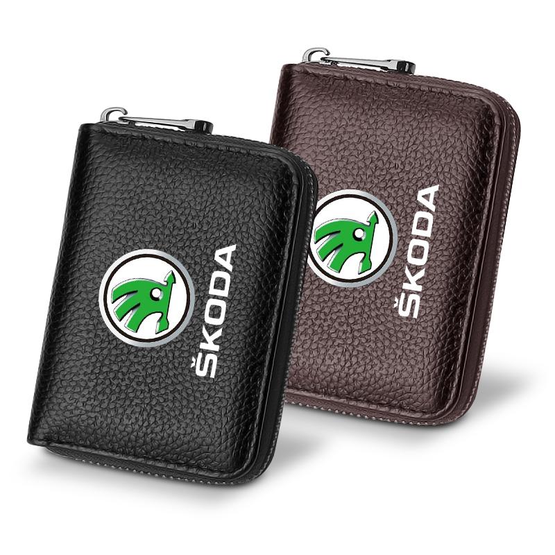 Кошелек из натуральной кожи для водительского удостоверения, ID-карты, банковских карт для Skoda Octavia Fabia A7 Kamiq Kapoq Kodiaq Rapid SCALA Superb Yeti Derivati