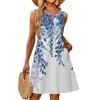 Ladies Fashion Casual Summer Vintage Floral Print Dress With Pocket Beach Holiday Vest Dress