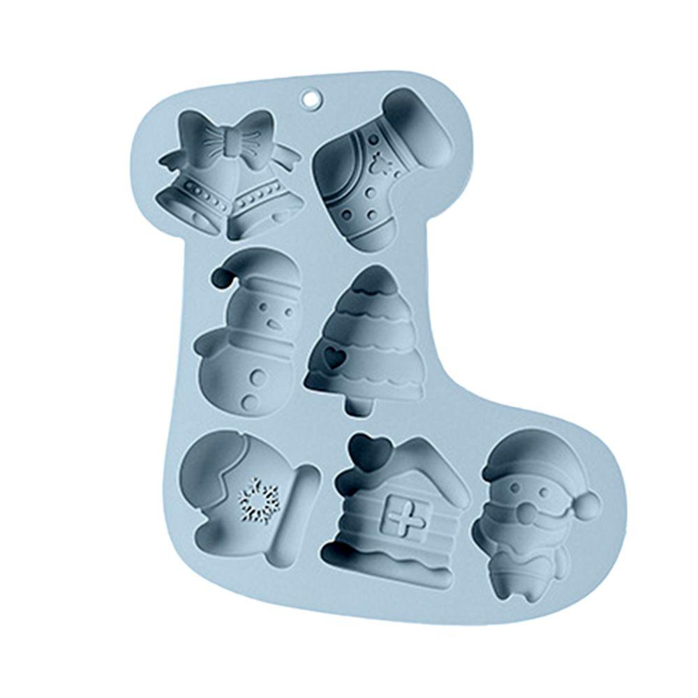 Handmade Baking Pan Soap Mould Bell Snowman Tree Sock Shape Christmas Theme Silicone Mold 7 Cavity
