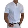 2025 Men's V-Neck Muscle Fit Sports T-Shirt - Elastic Short Sleeve Solid Color