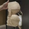 No Wire Lace Bra Thin Push-up Underwear Women's Lace Spaghetti Strap Underwear with Push Up Wireless Bra Mid Waist