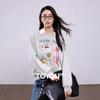 Chuyu Women's 2025 Autumn Loose Cartoon Print Fleece Sweatshirt