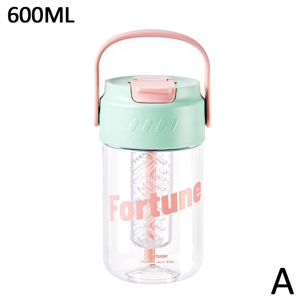 Plastic Water Bottle Large Portable Travel Bottle Sports Fitness Cup Drinking Straw Transparent Water Bottle