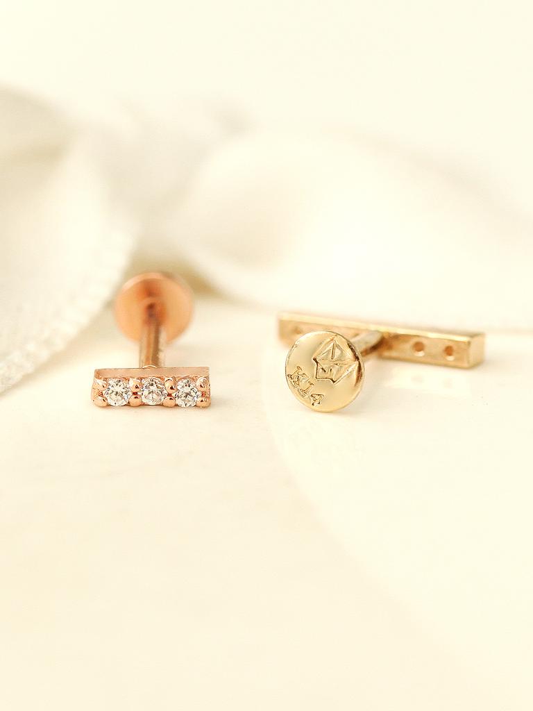 Minimalpiercing 14K Внутренняя резьба Стик Лабрет Пирсинг S, M