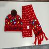 LED Light-Up Elk Jacquard Knit Hat & Scarf Set for Christmas & New Year.
